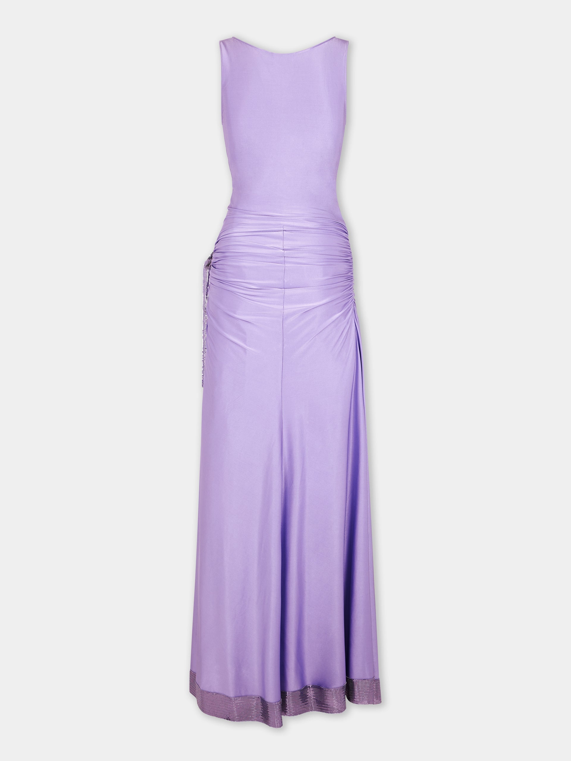 LAVENDER LONG DRESS IN MESH AND JERSEY - 8