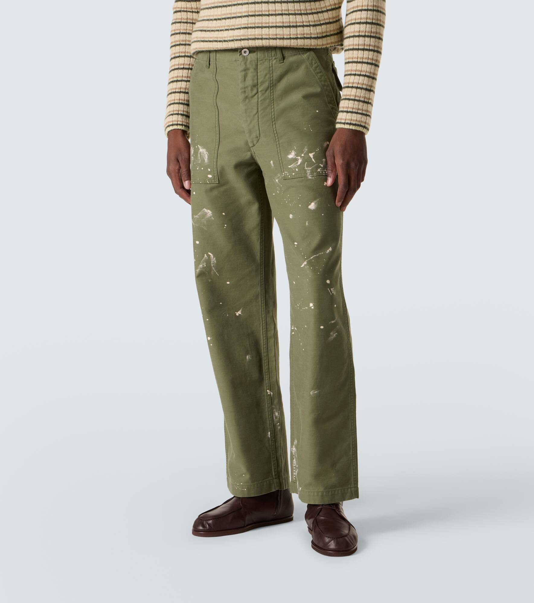 Cotton canvas straight pants - 3