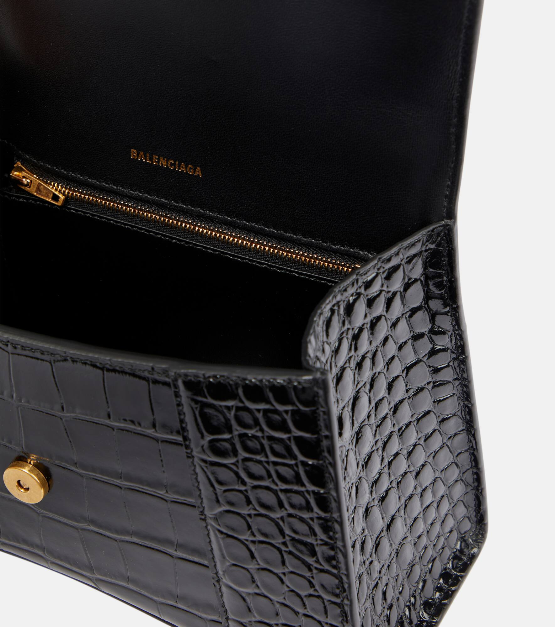 Hourglass XS croc-effect leather crossbody bag - 3