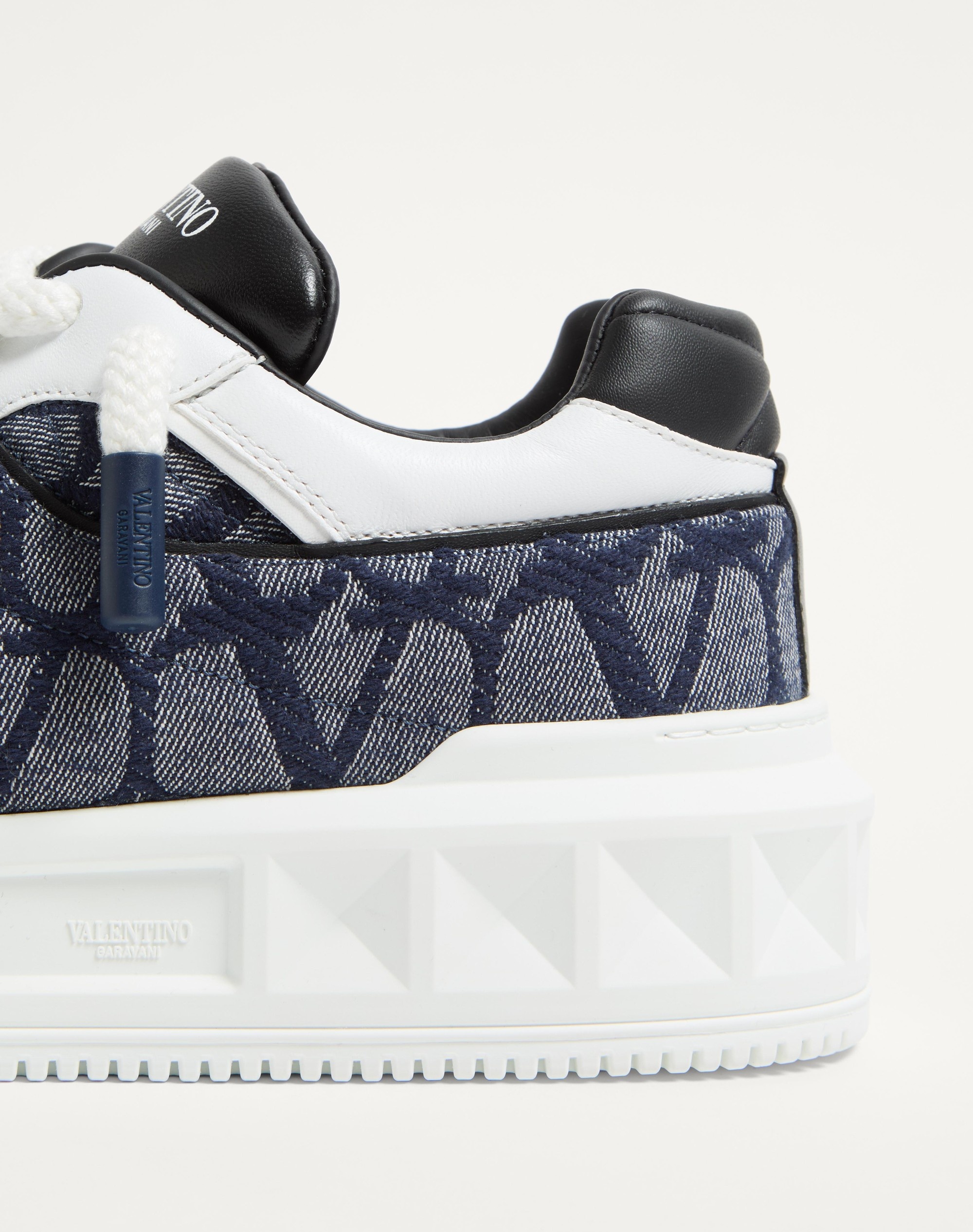 ONE STUD XL LOW-TOP SNEAKER IN DENIM-EFFECT TOILE ICONOGRAPHE JACQUARD FABRIC - 8