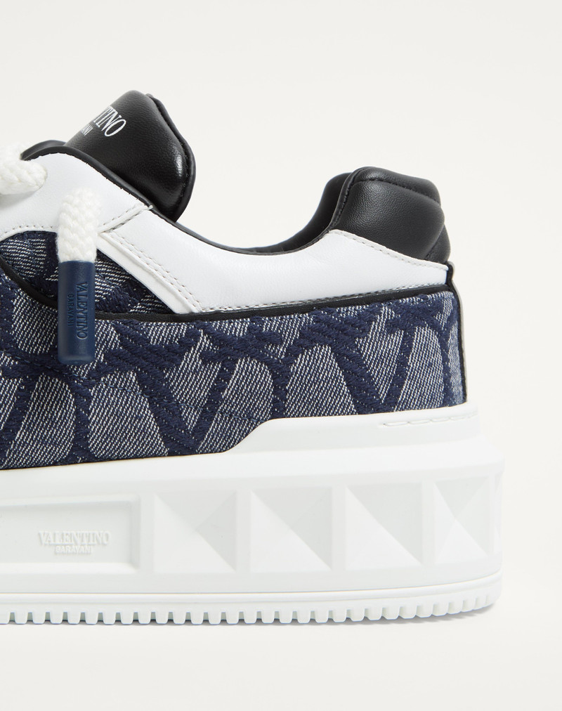 ONE STUD XL LOW-TOP SNEAKER IN DENIM-EFFECT TOILE ICONOGRAPHE JACQUARD FABRIC 8