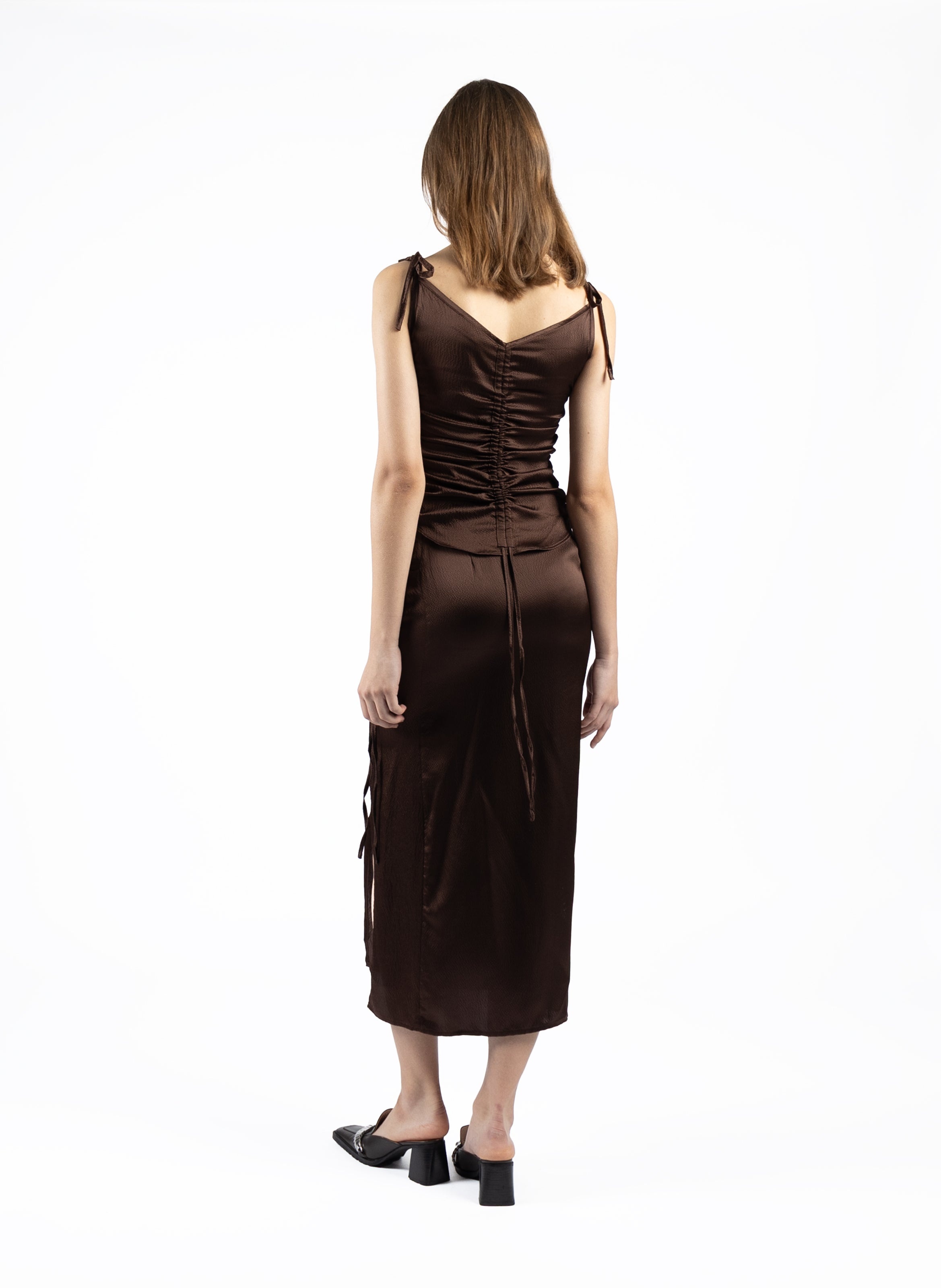 Silk Midi Skirt Brown - 4