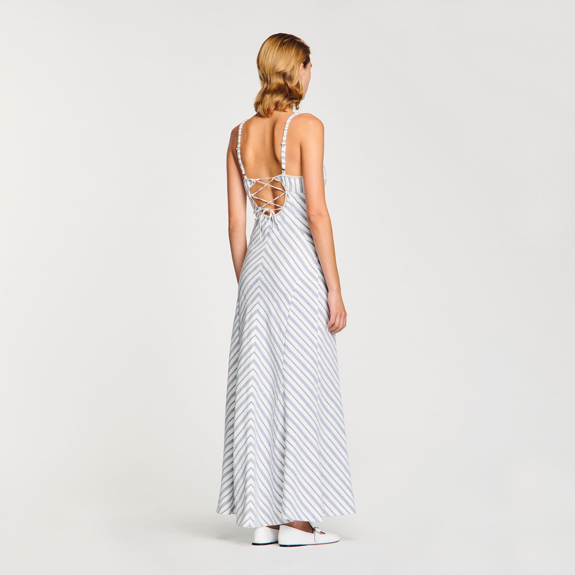 STRIPED MAXI DRESS WITH STRAPS - 5