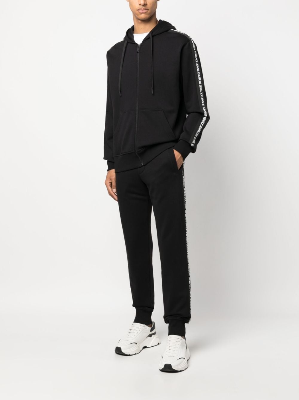 logo-tape hooded jacket - 2