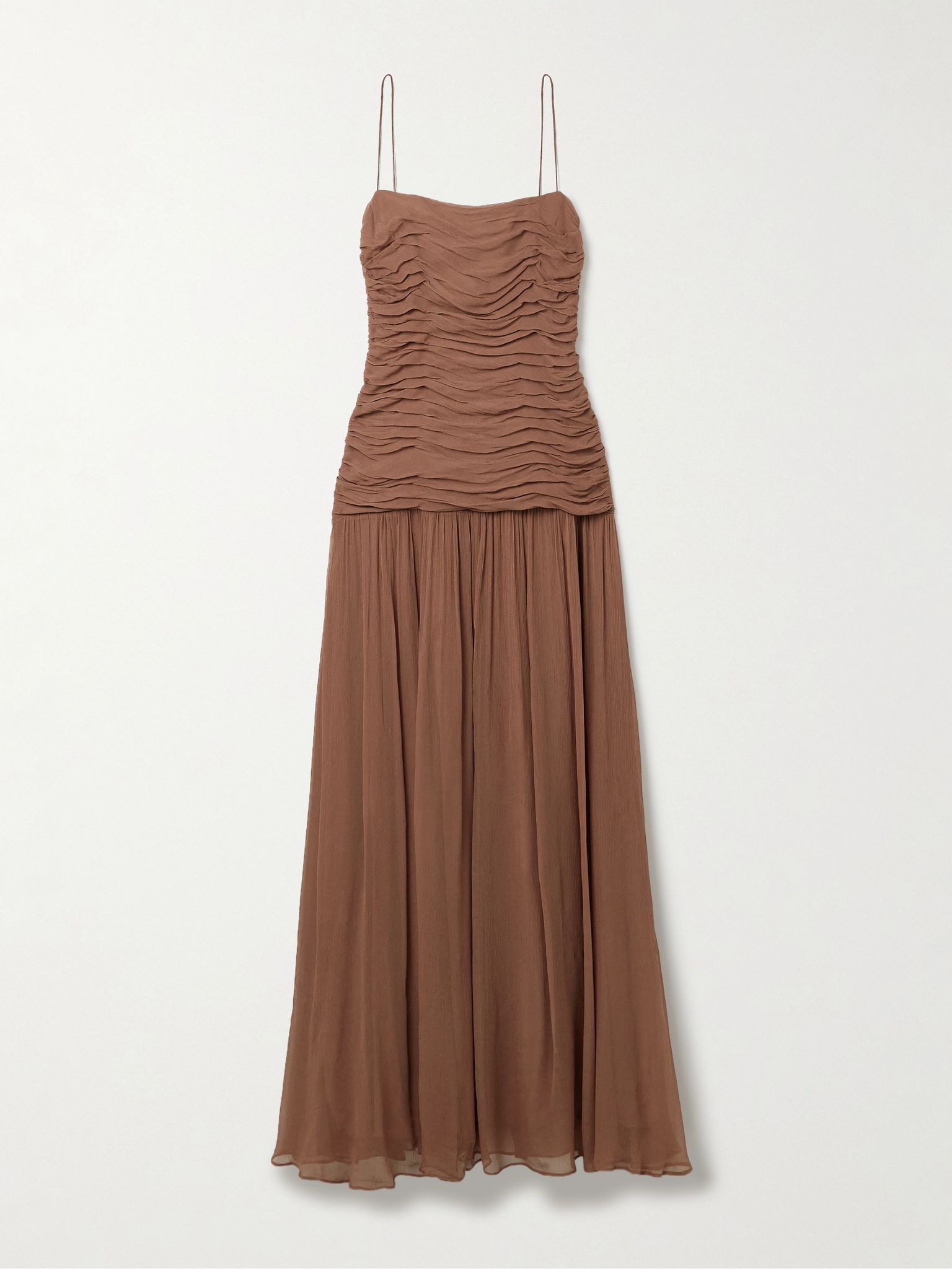 Dalton ruched gathered crepon maxi dress Light brown - 1