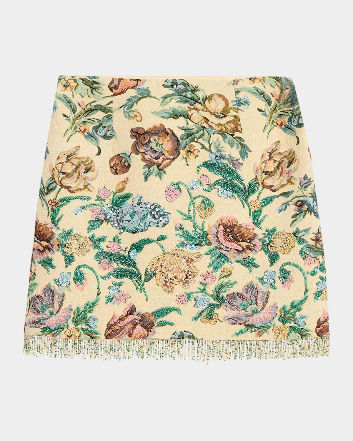 Celia Floral Fringe Cotton-Blend Miniskirt - 1