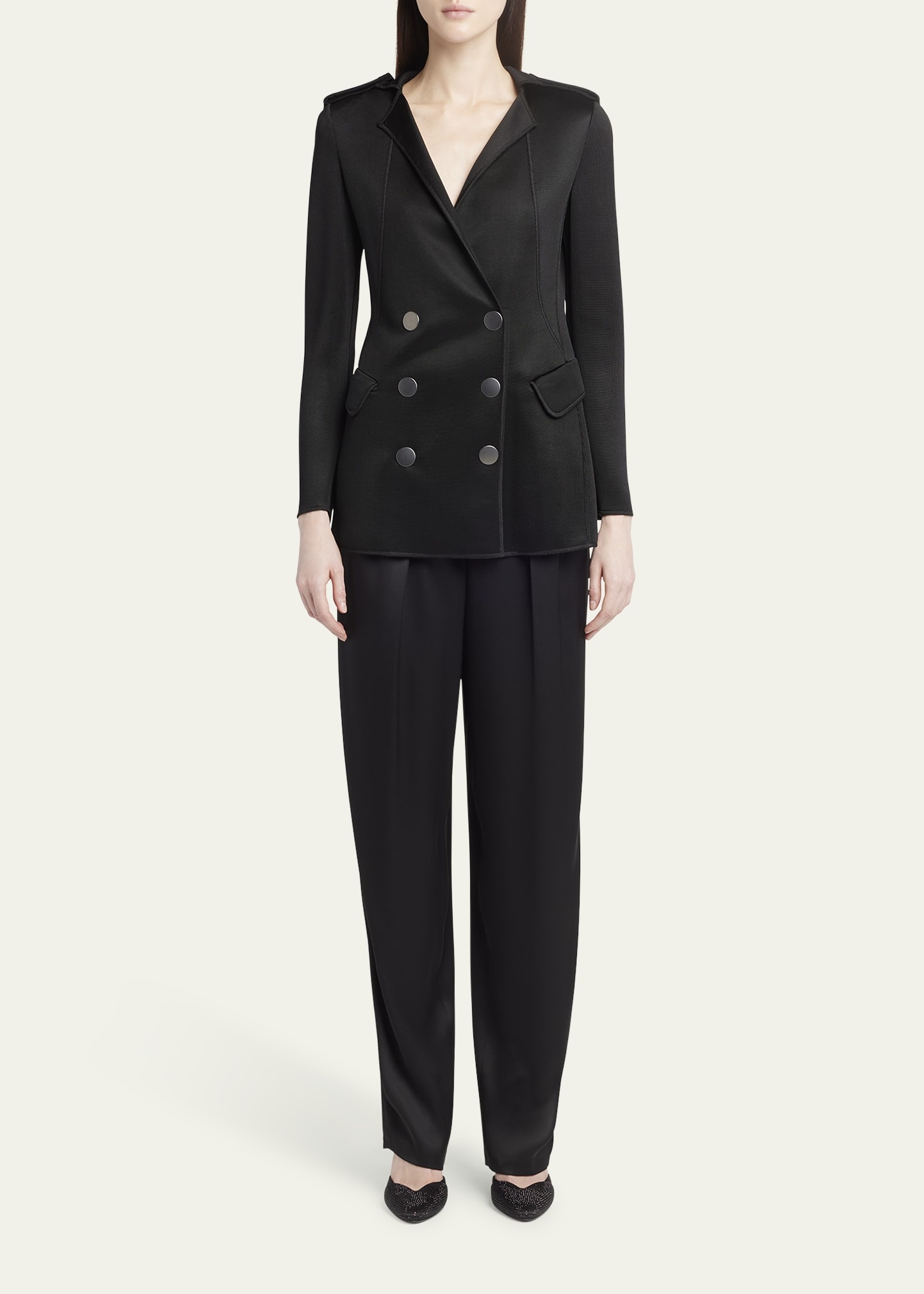Double-Breasted Viscose Jersey Blazer - 2