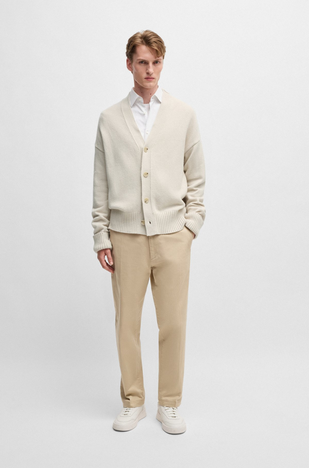 RELAXED-FIT CARDIGAN WITH BUTTON FRONT AND RIBBED CUFFS - 4