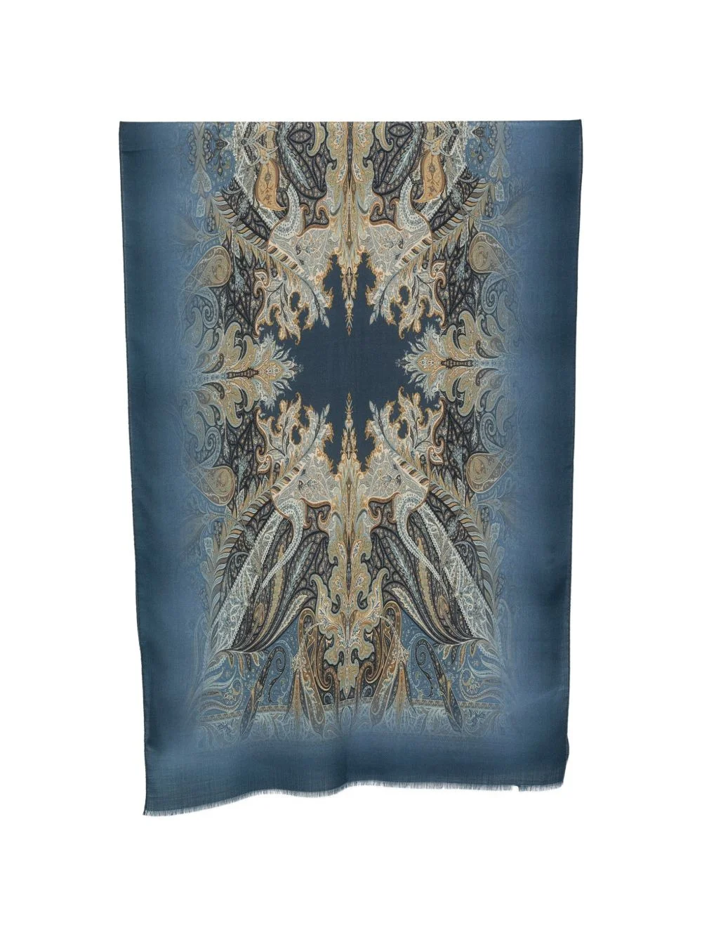 paisley-print frayed scarf - 1