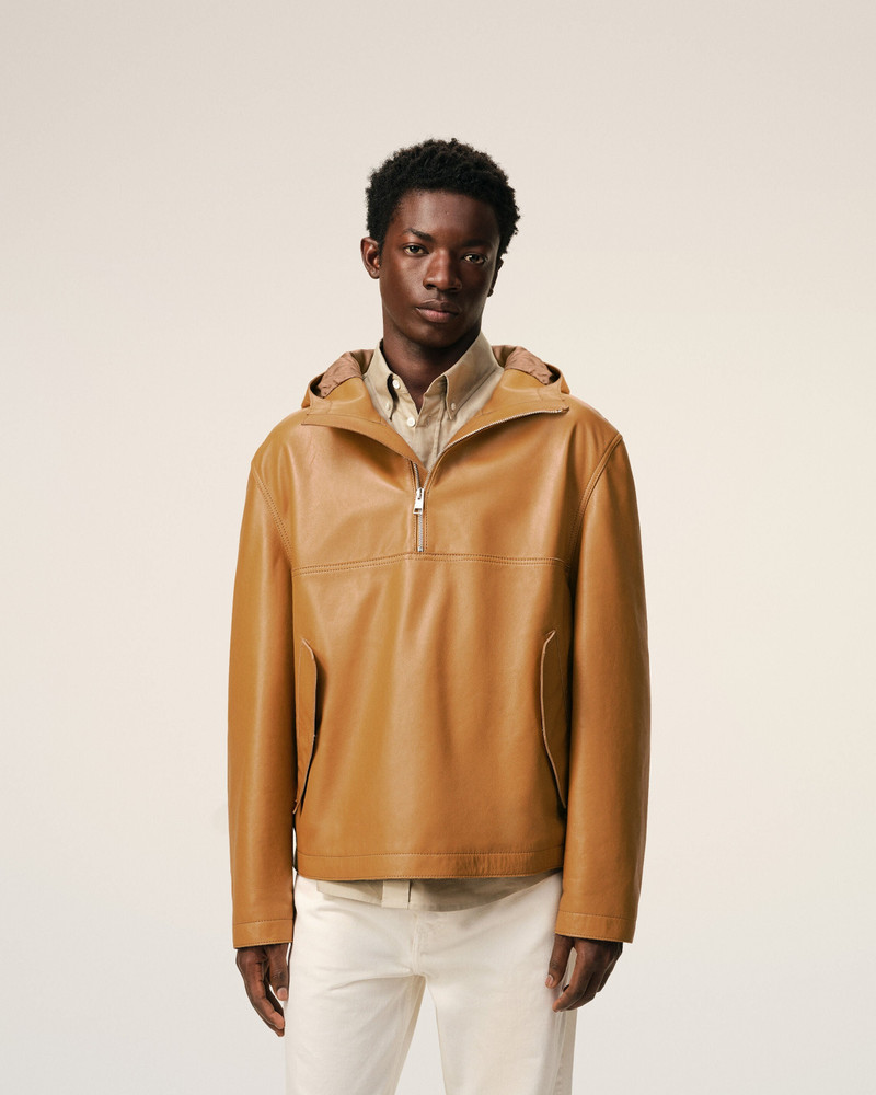 YELLOW COW LEATHER HOODED JACKET 3