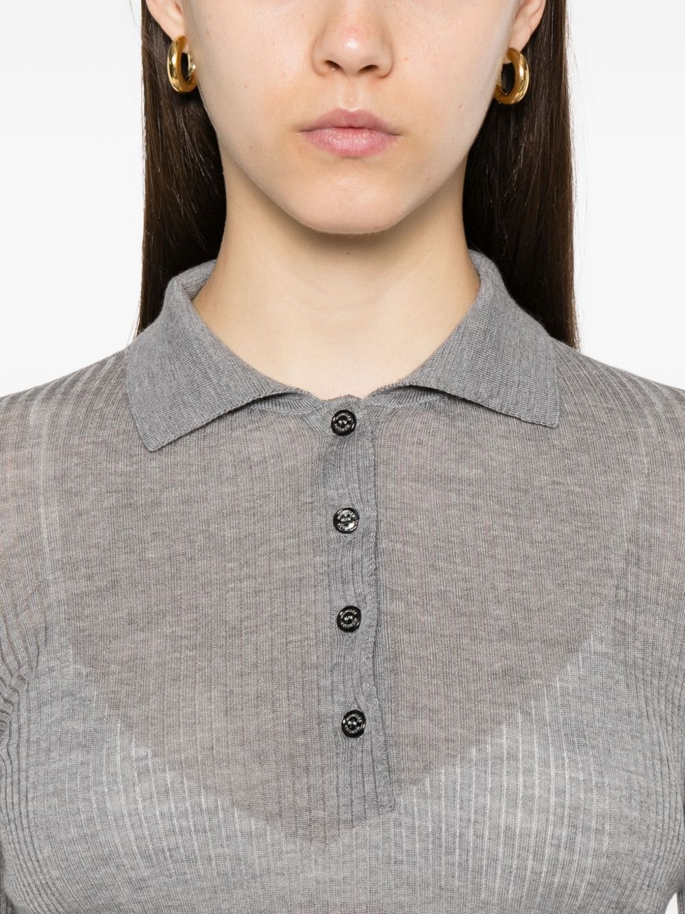 ribbed wool polo top - 5