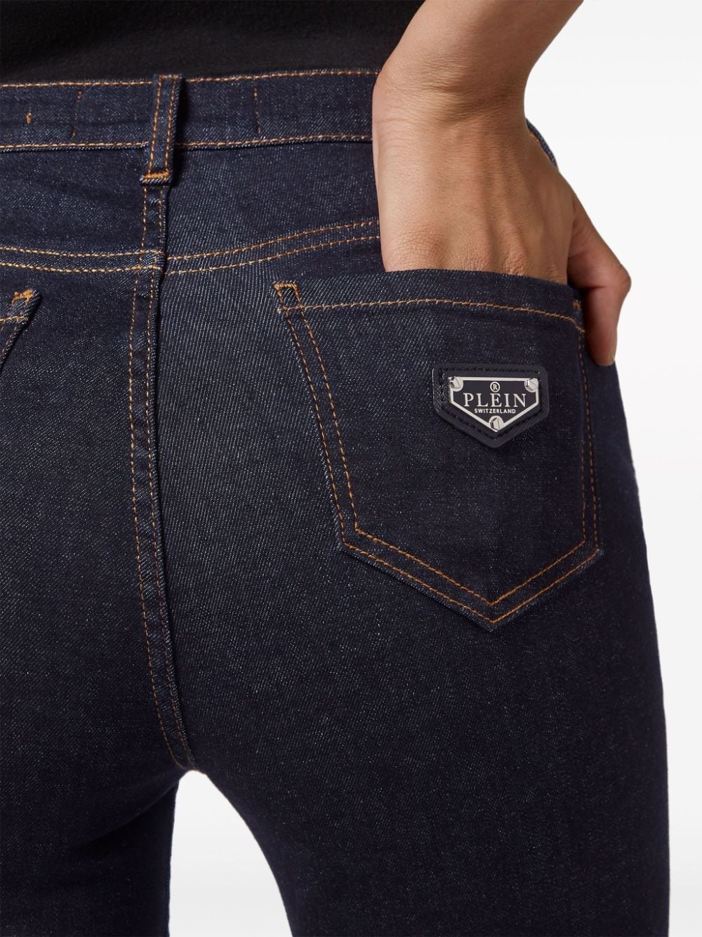 logo-plaque stretch-cotton skinny jeans - 5