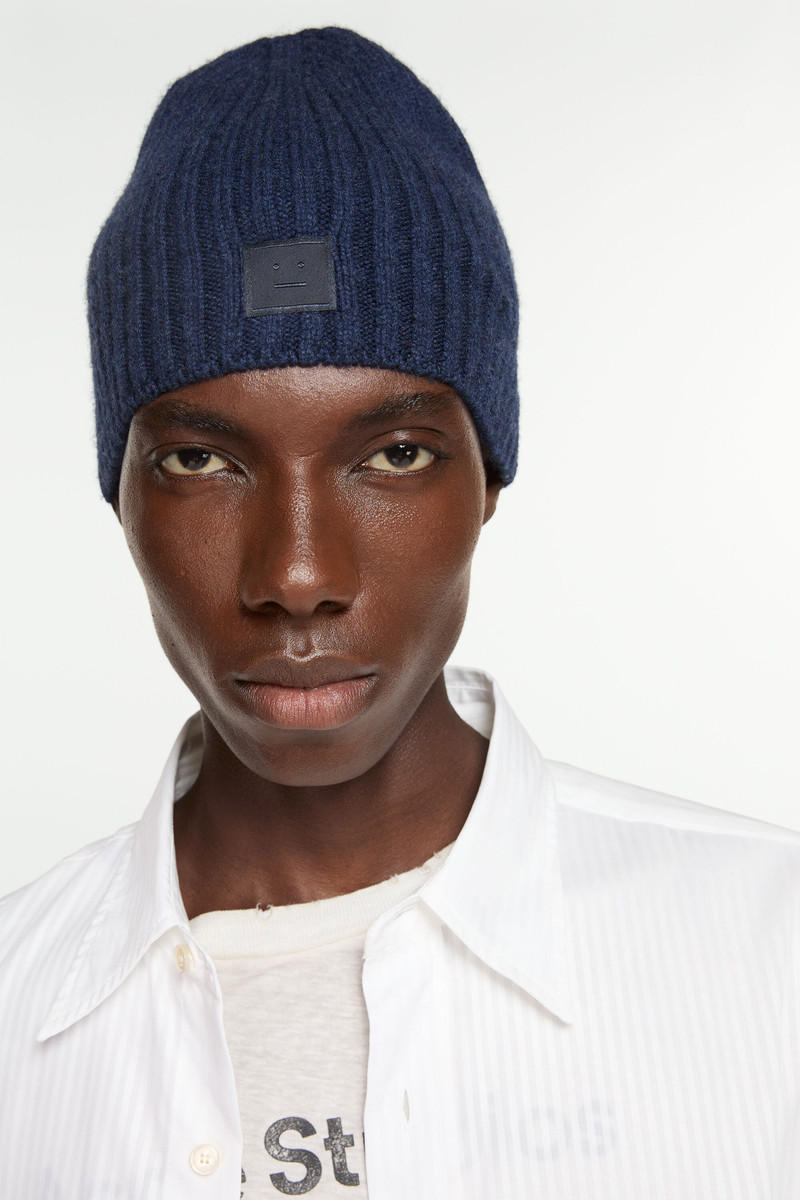 Knitted beanie - Navy melange 3