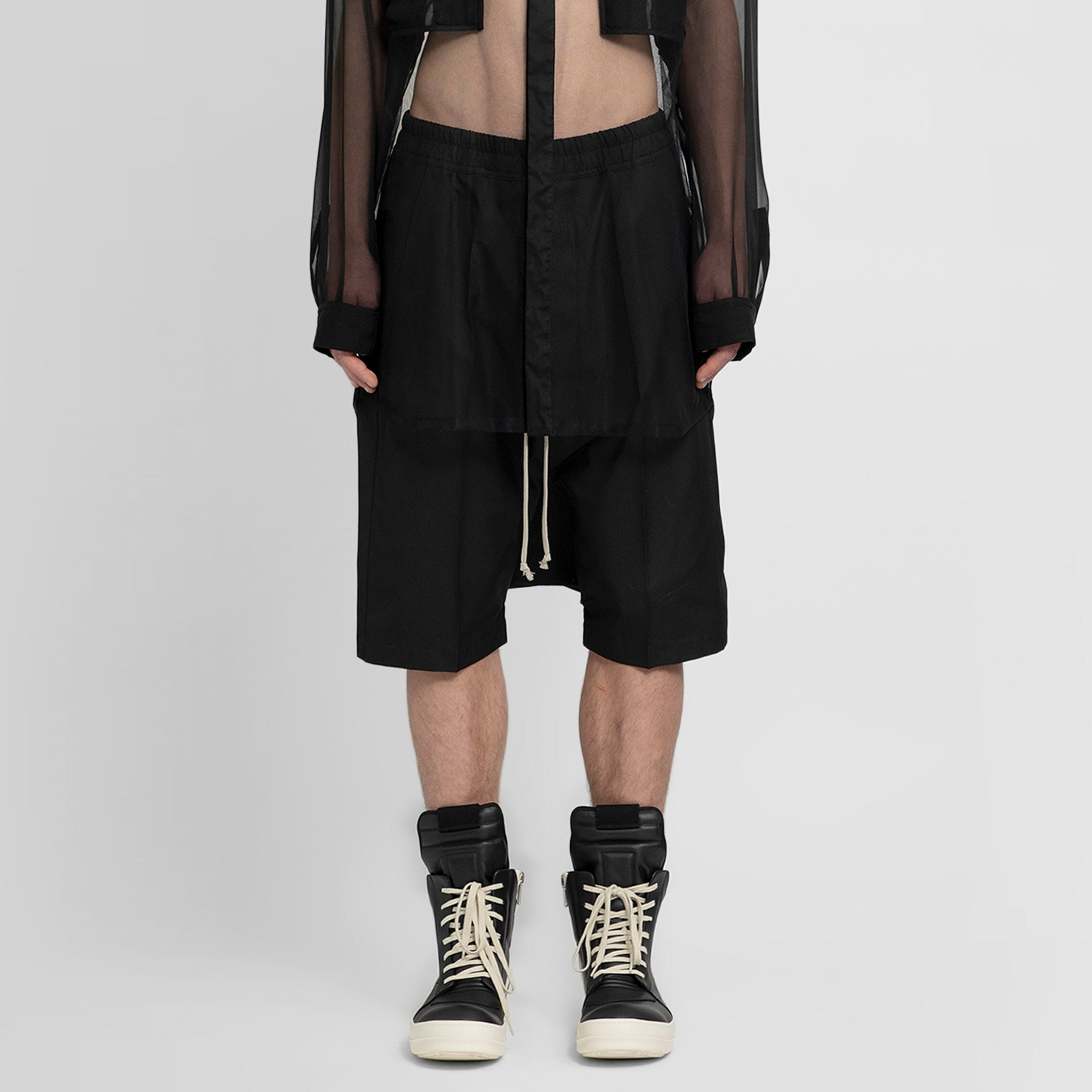 RICK OWENS MAN BLACK SHORTS - 6