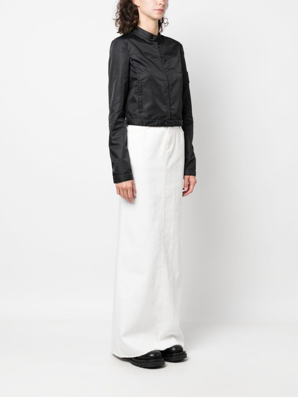 logo-patch cropped jacket - 2