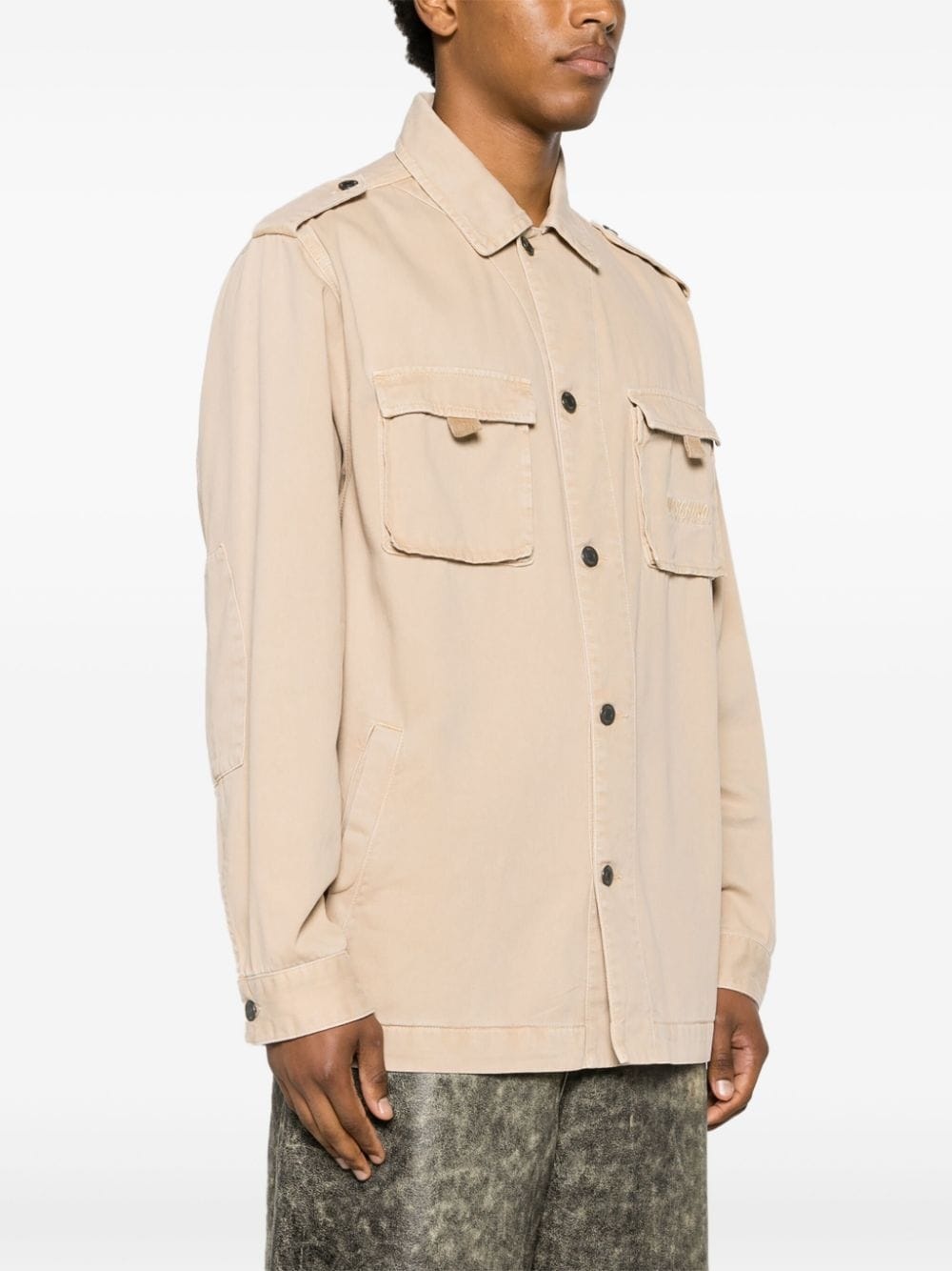 cargo pocket cotton shirt jacket - 3