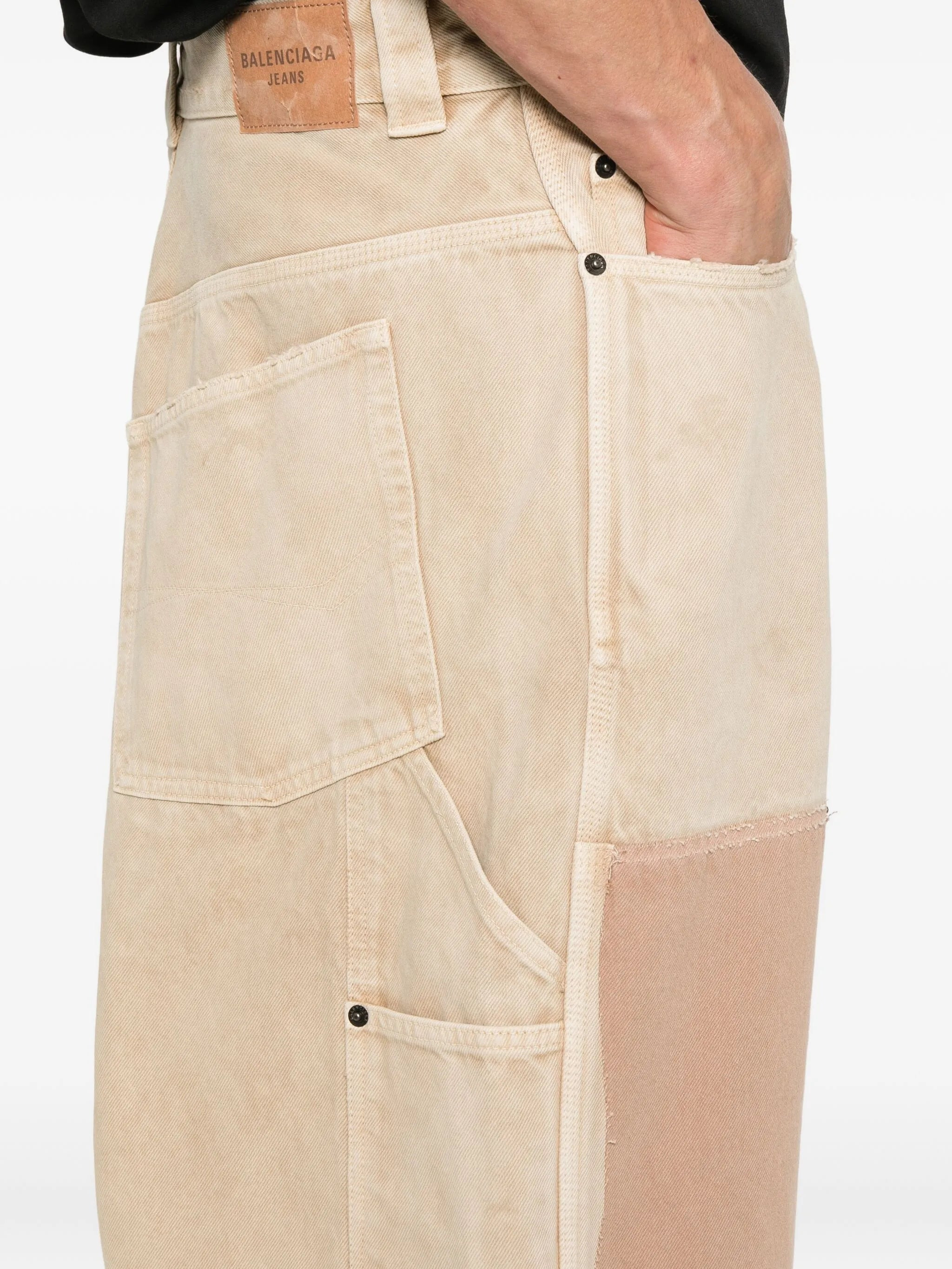 Balenciaga Ripped Off Panelled Cotton Trousers - 3