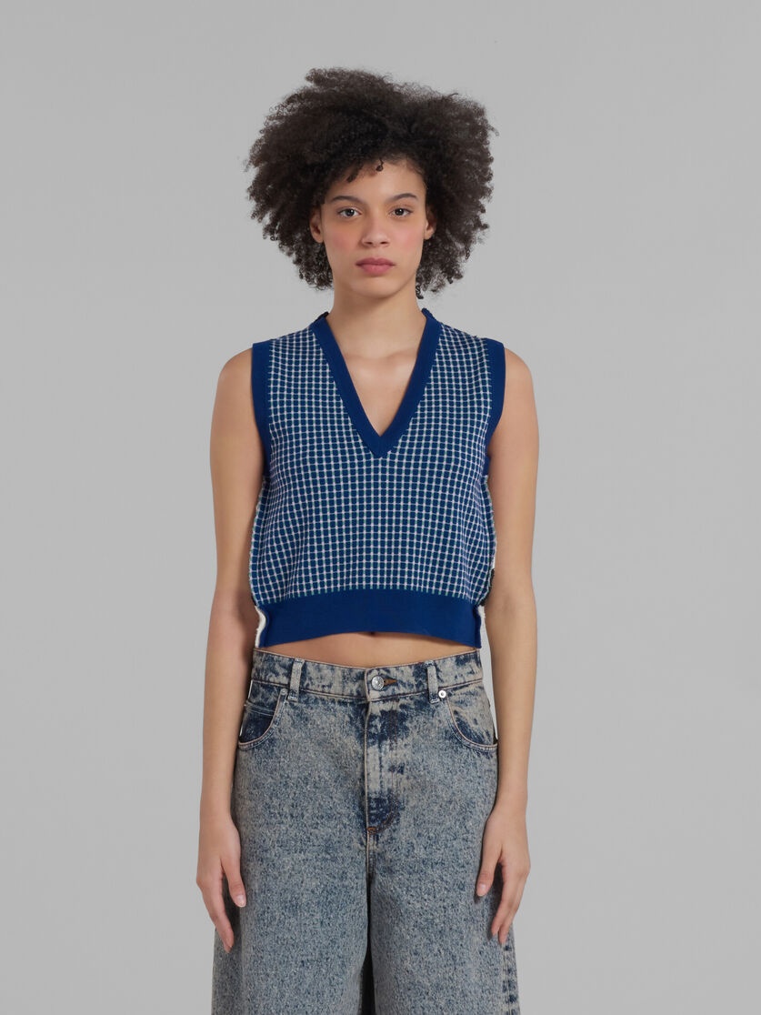 BLUE HALF-AND-HALF SLEEVELESS JUMPER - 2