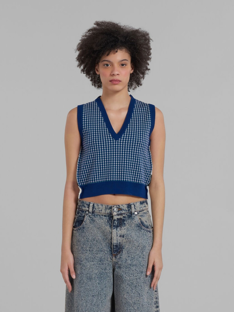 Marni BLUE HALF-AND-HALF SLEEVELESS JUMPER outlook