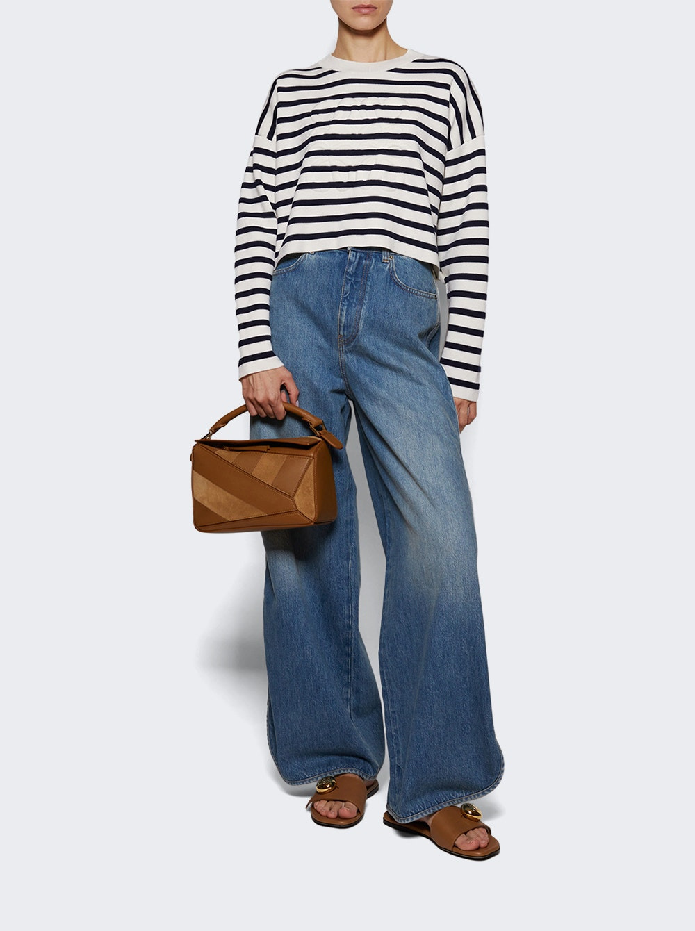 Calfskin And Suede Small Puzzle Bag Oak - 3