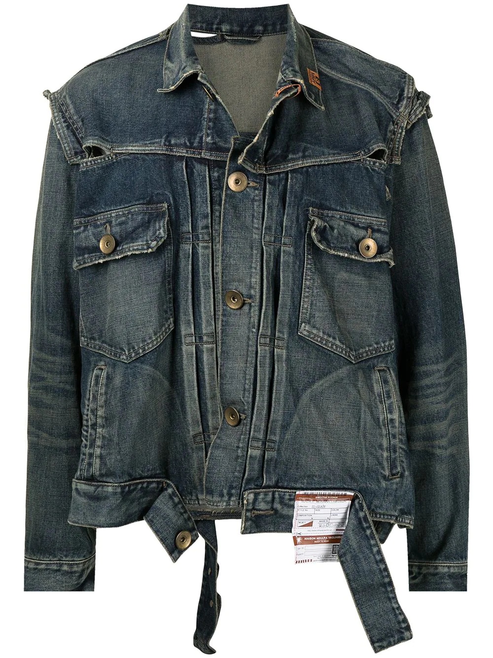 distressed multi-pocket denim jacket - 1