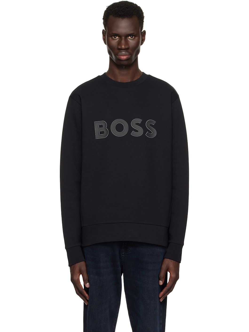 Black Stretch Cotton Sandwich Logo Sweatshirt - 1