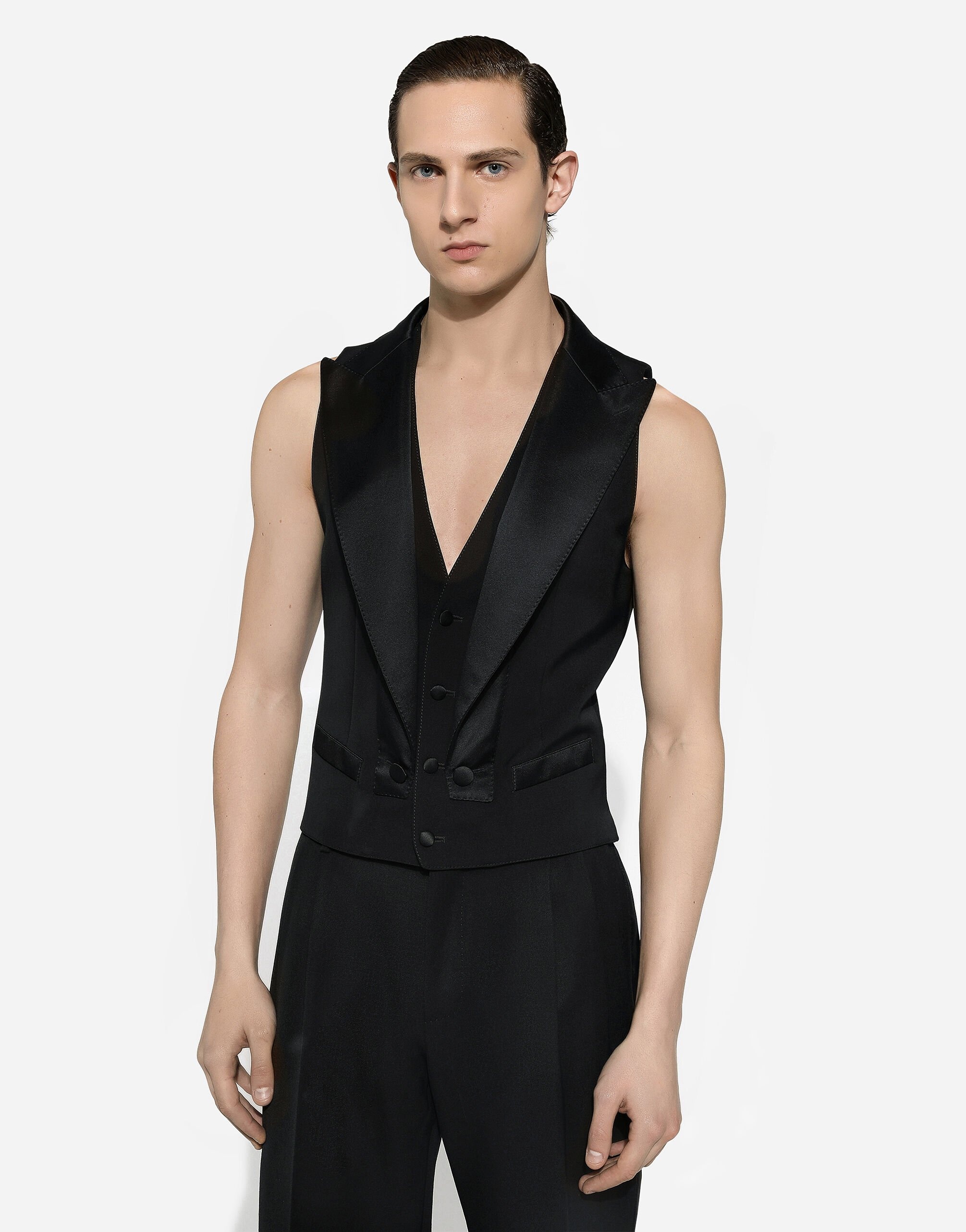 Single-breasted gabardine vest - 4