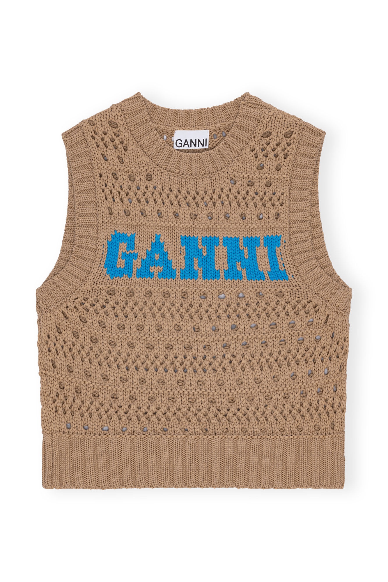 BROWN COTTON ROPE SHORT VEST - 1