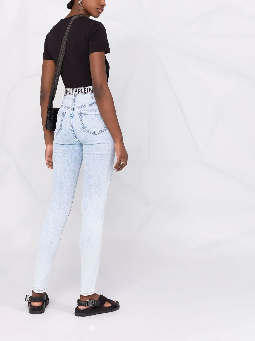 high-waist denim jeggings - 6