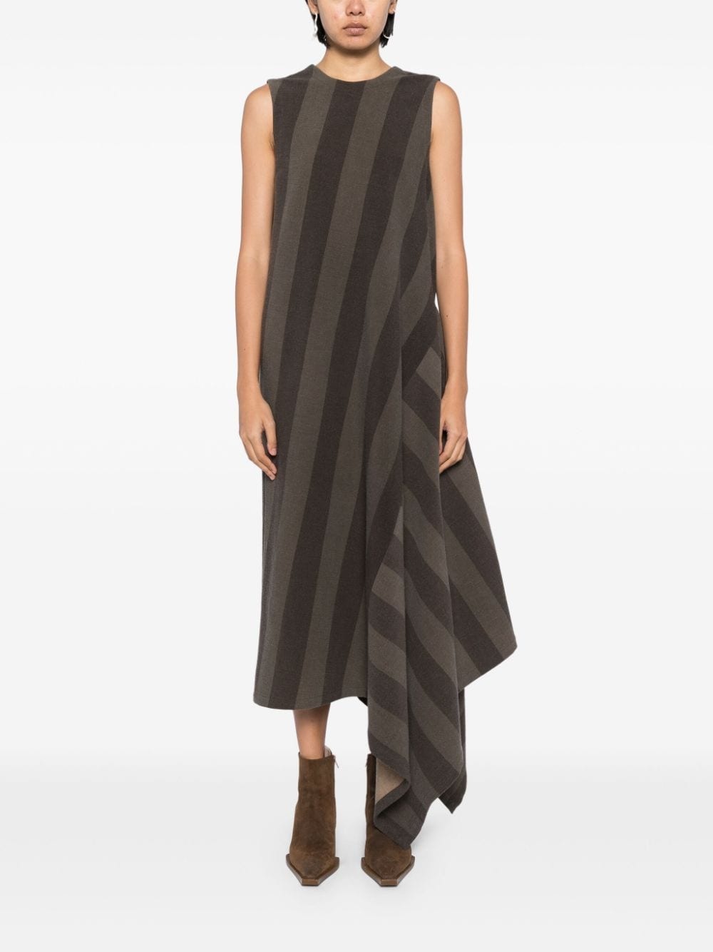striped asymmetric dress - 2
