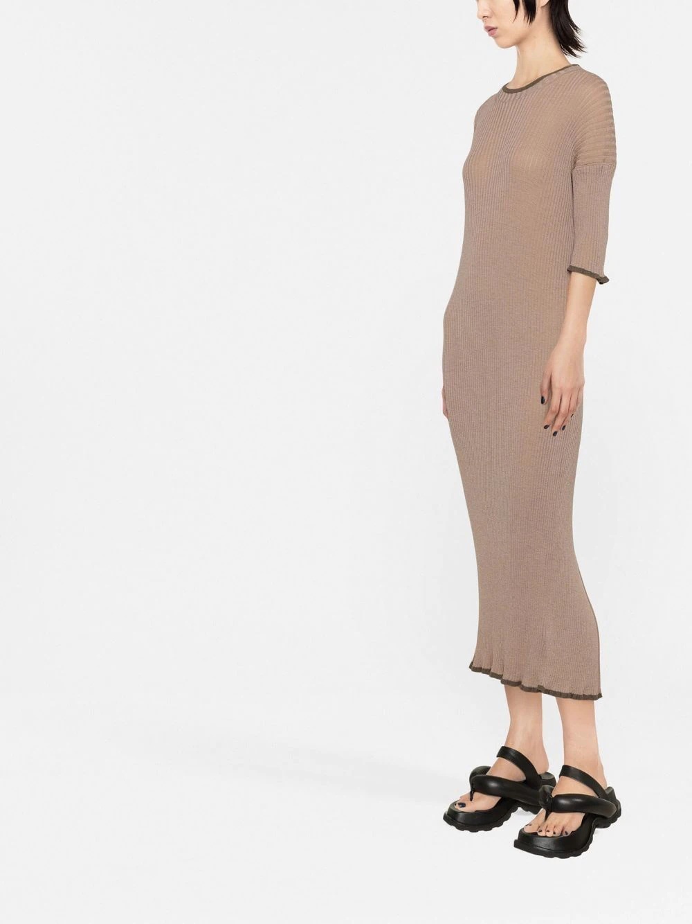 rib-knit midi dress - 4