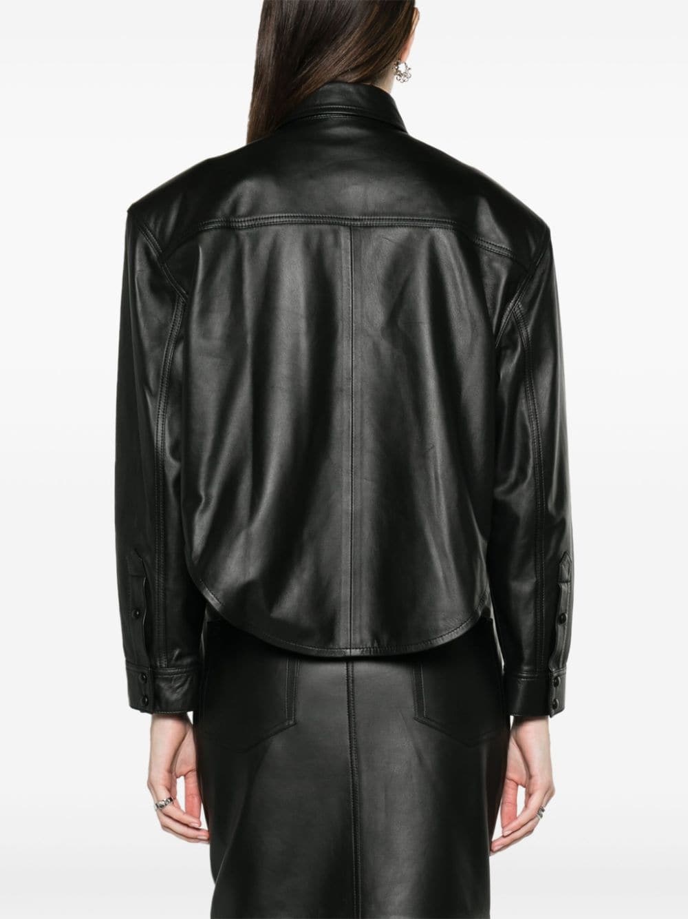 leather shirt jacket - 4