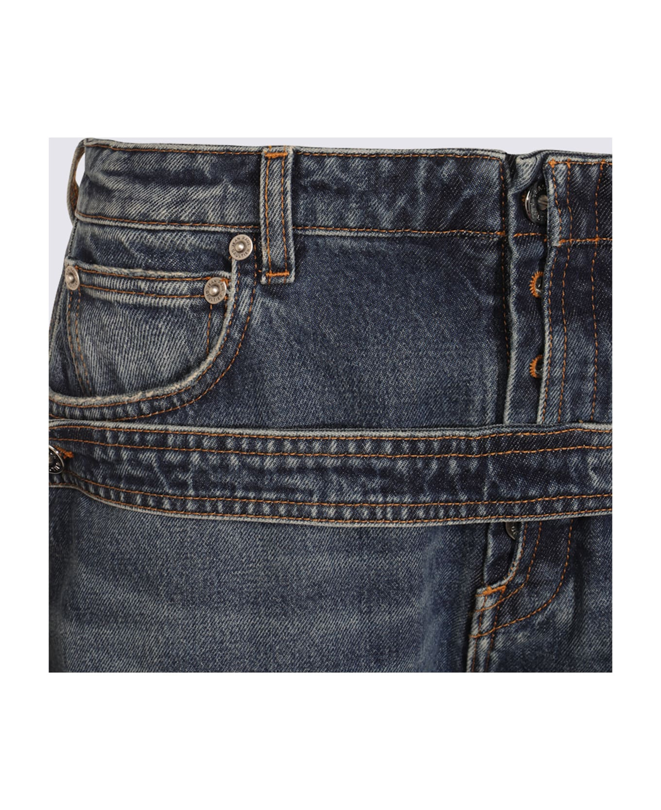 Blue Cotton Denim Jeans - 3