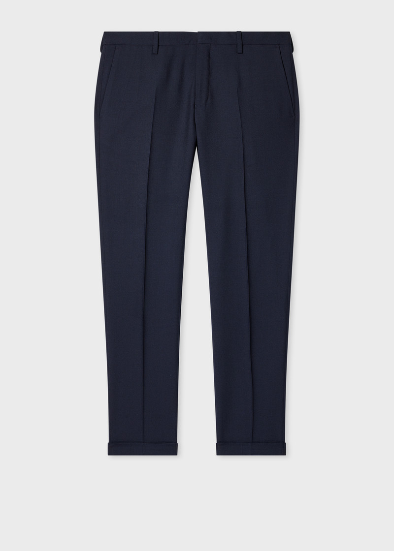 Slim-Fit Navy Two-Ply Merino Wool Trousers 1