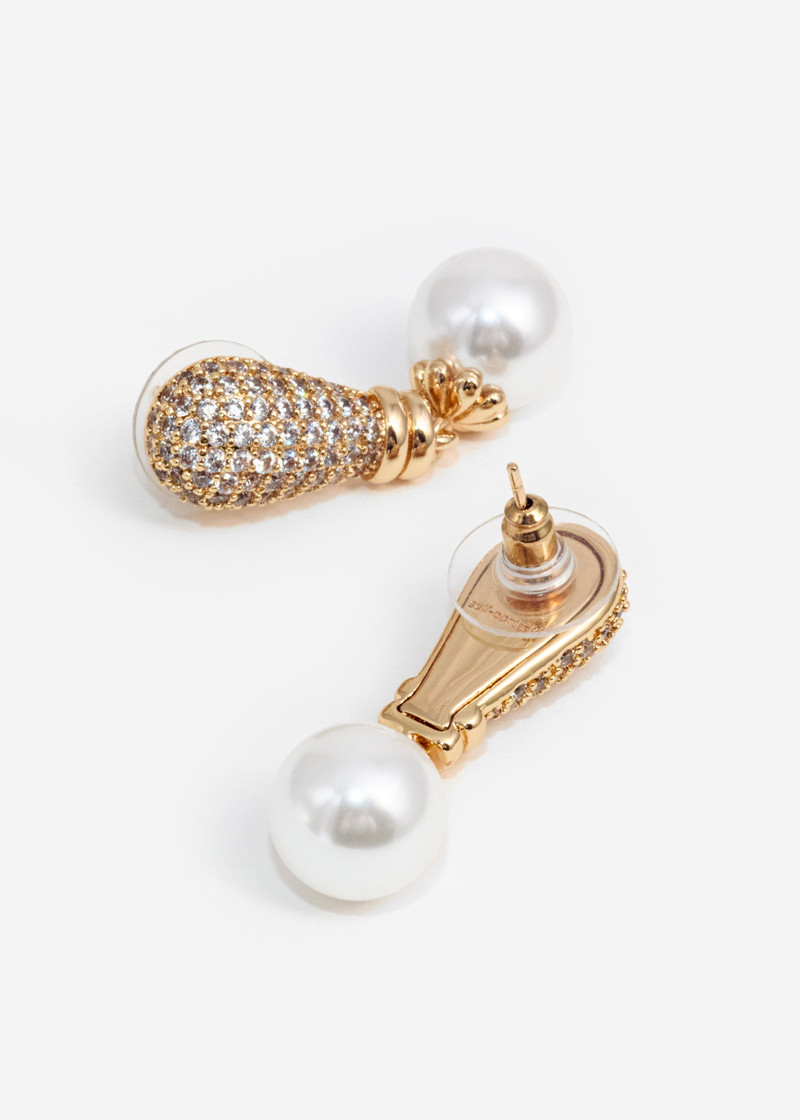 self-portrait Gold Crystal Pearl Earrings outlook