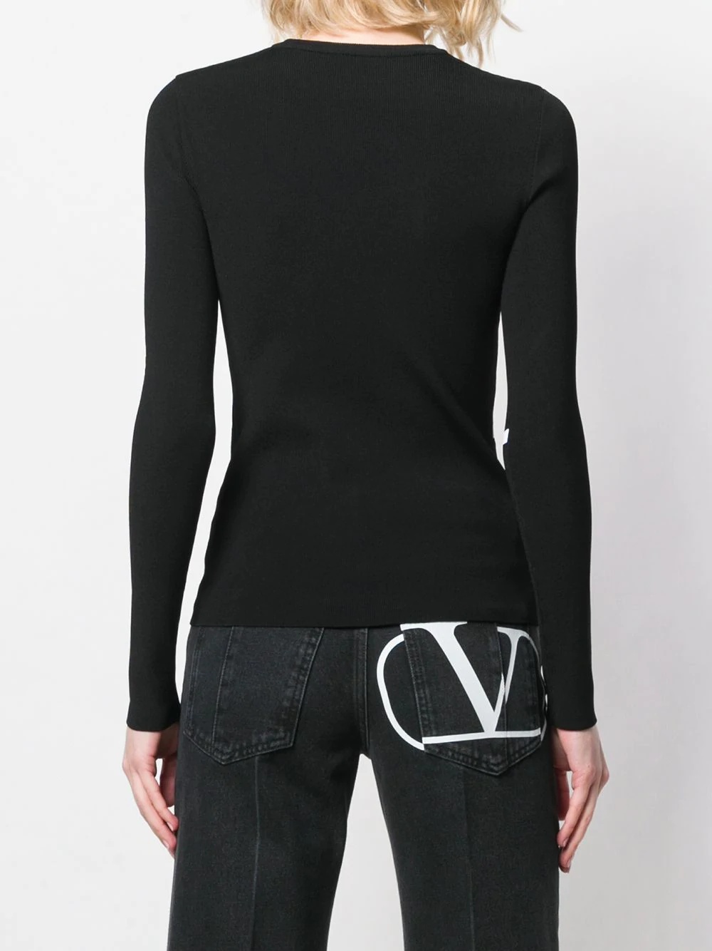 V logo ribbed knit top - 4