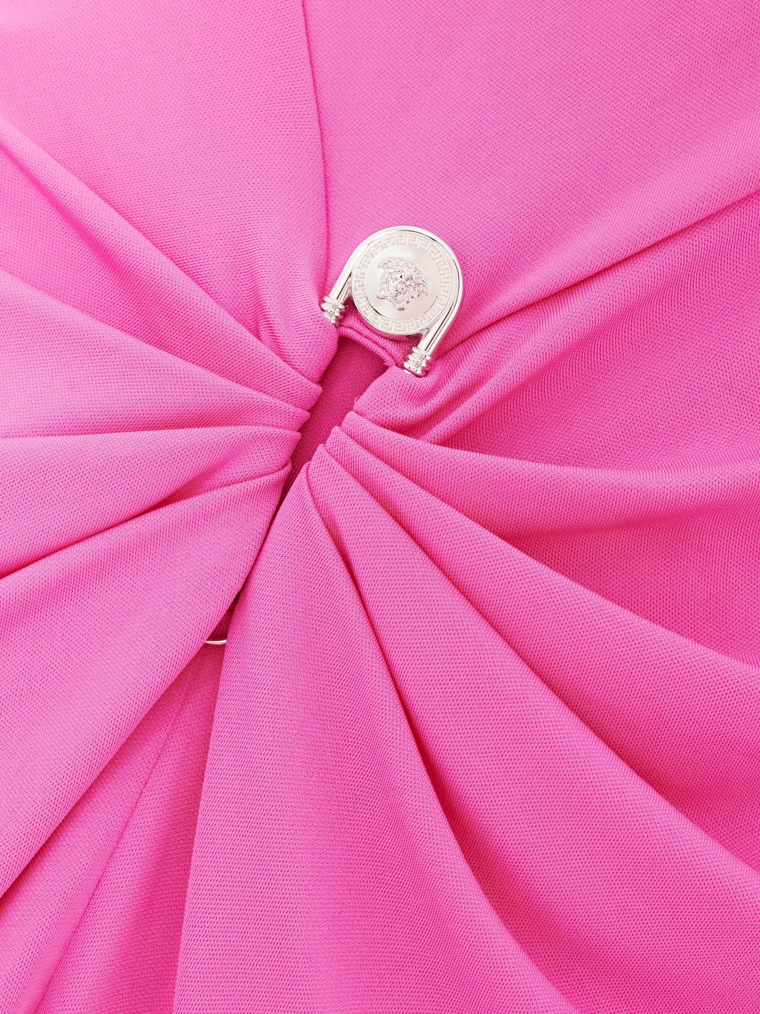 Embellished draped stretch-jersey gown Bright pink - 4
