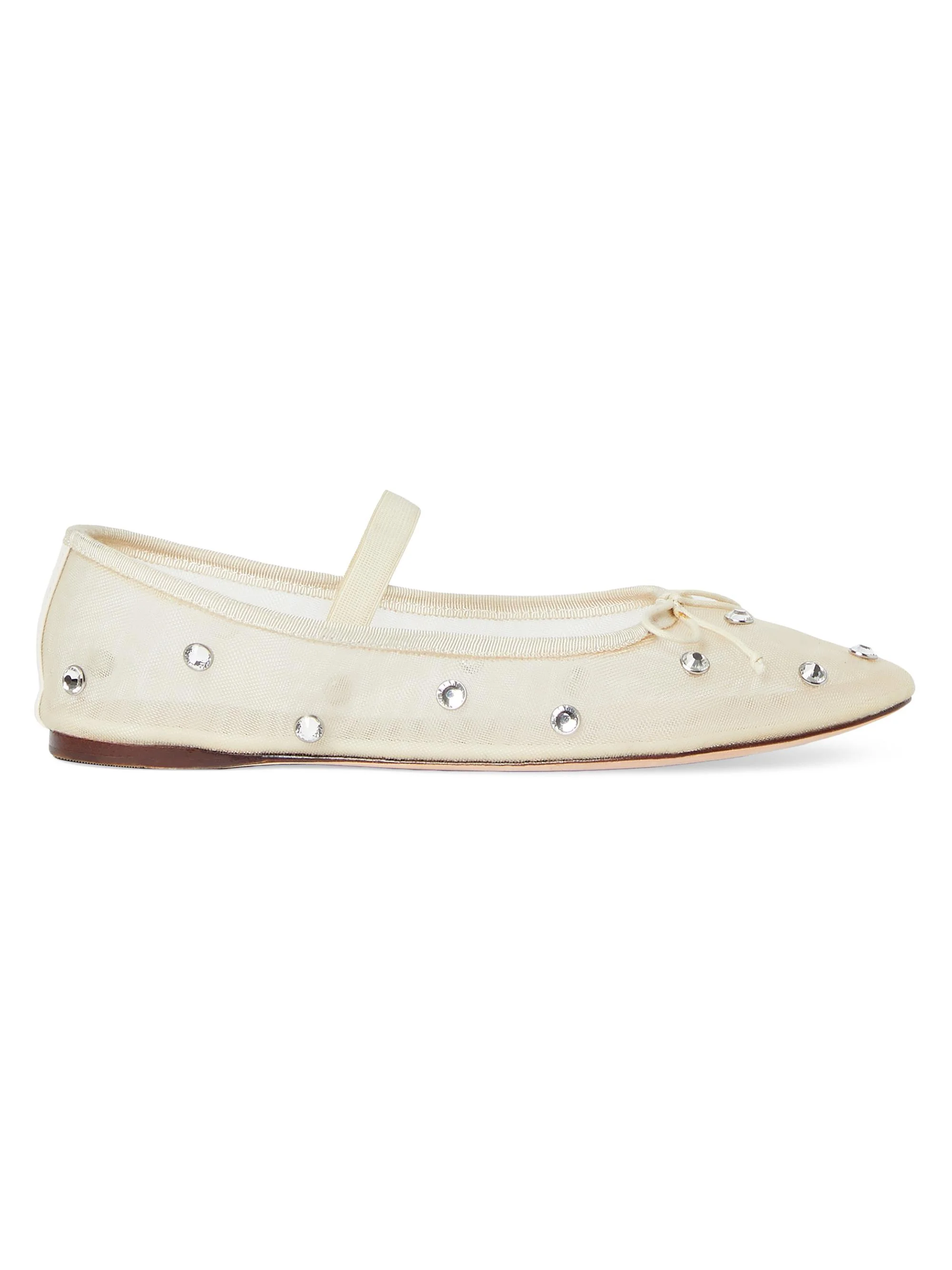 Women's Leonie Crystal Mesh Ballet Flats - Cream - 1