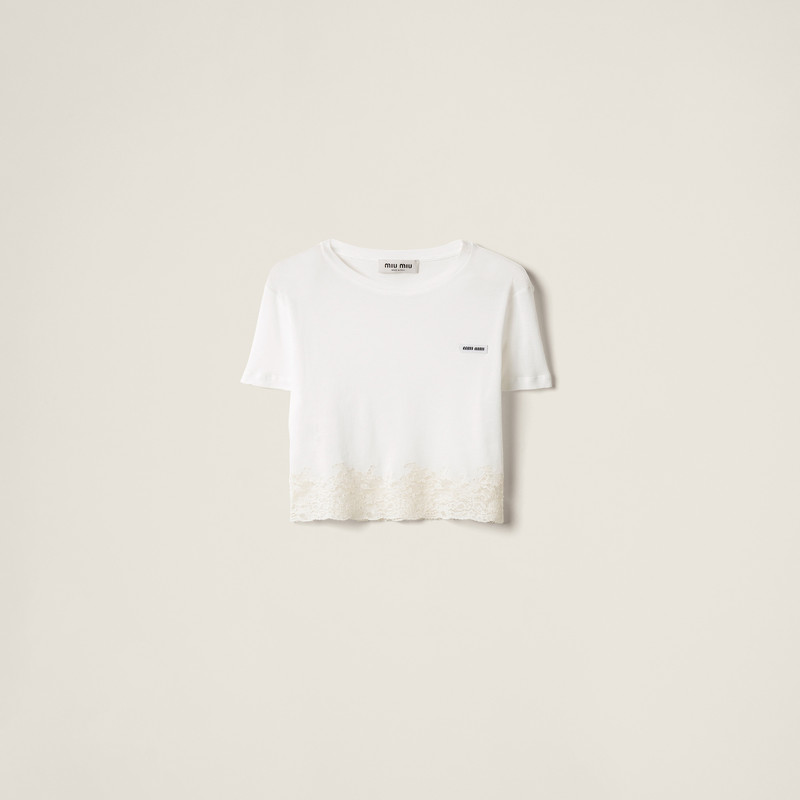 Ribbed jersey and lace T-shirt 1