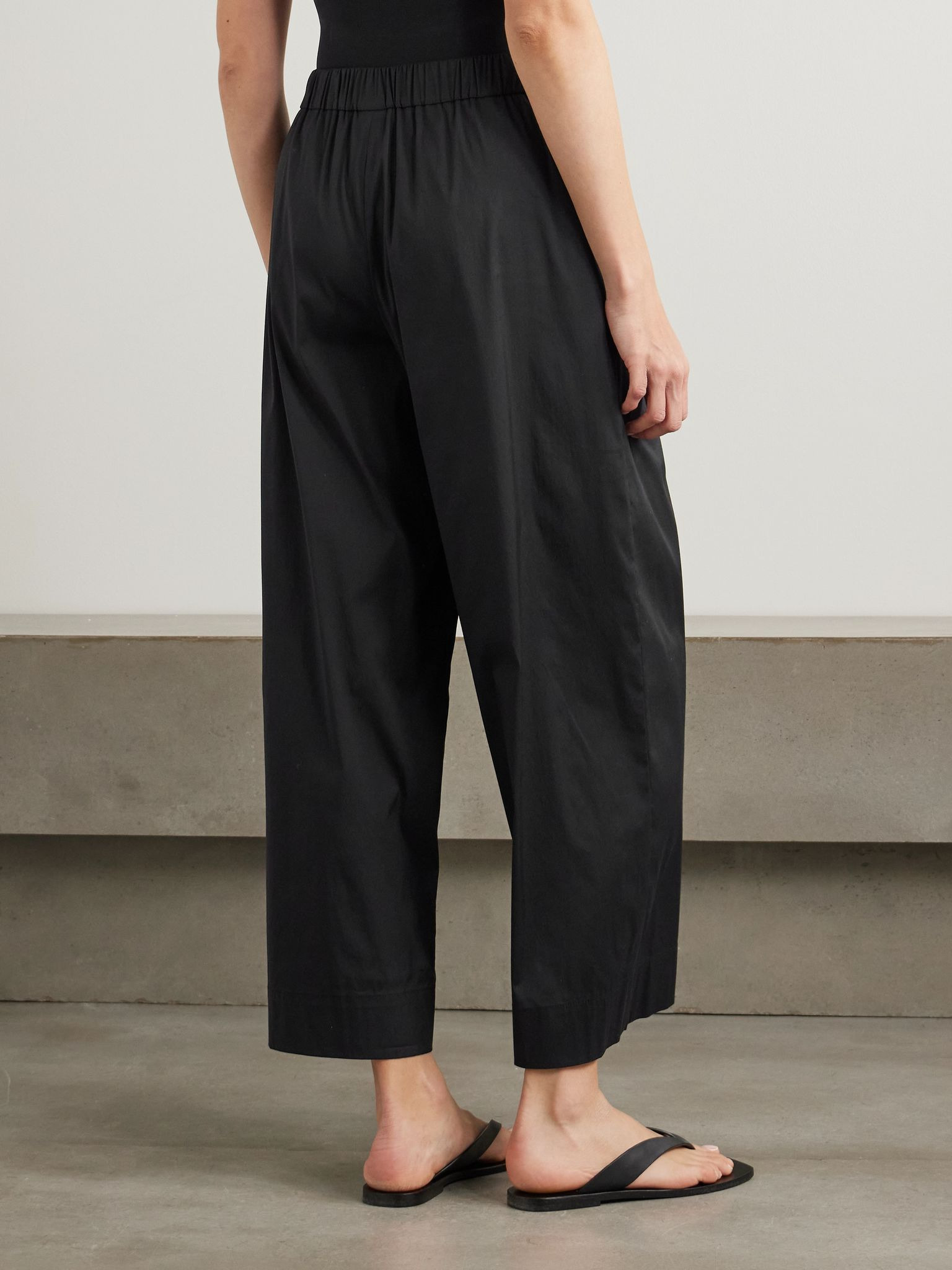 Rio cotton-blend poplin wide-leg pants Black - 3
