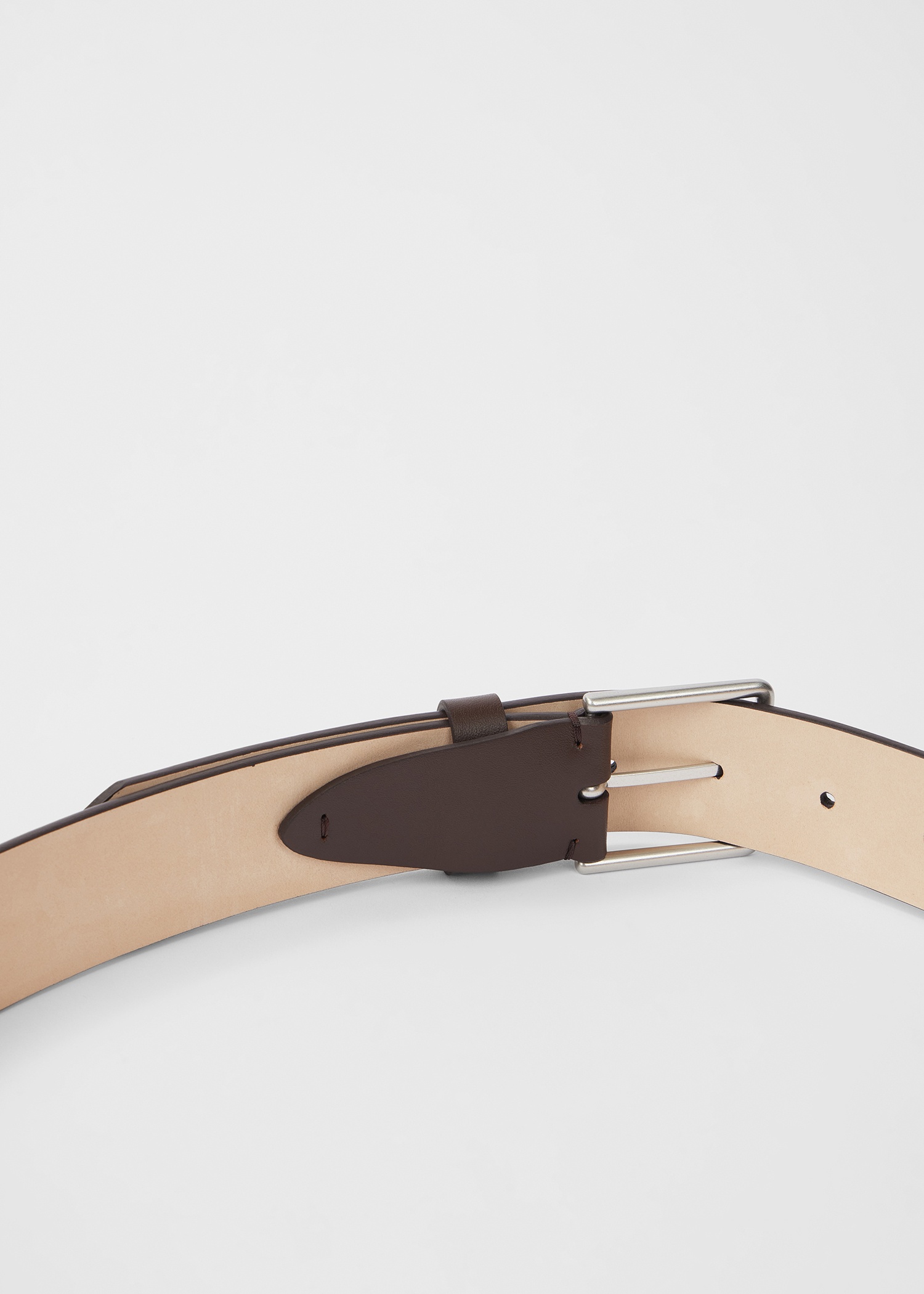 Brown Leather 'Artist Stripe' Stitch Belt - 3