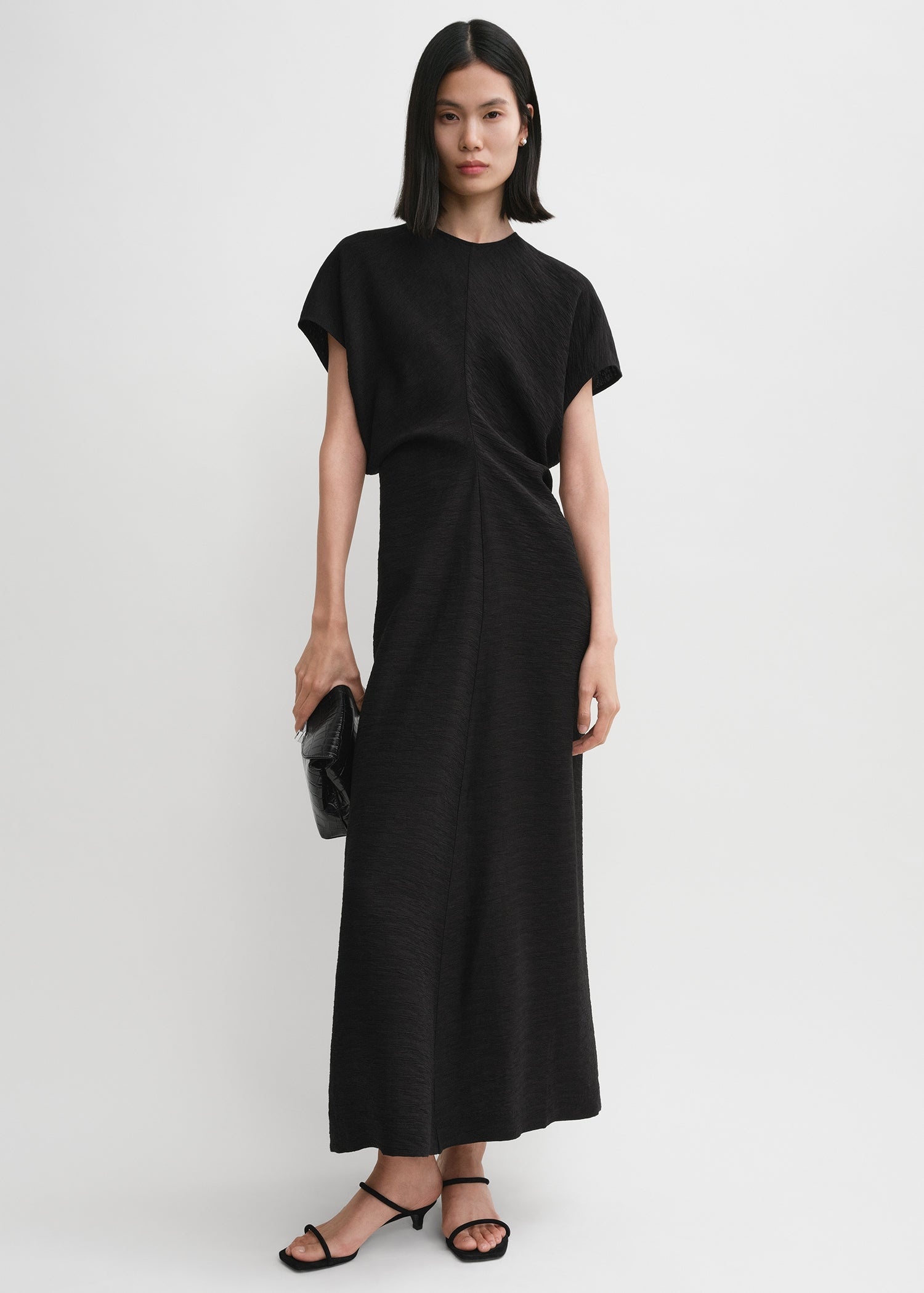 Slouch waist crinkled dress black - 2