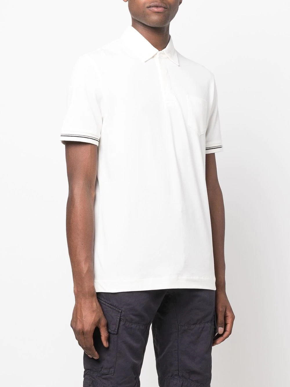 striped-edge cotton polo shirt - 3