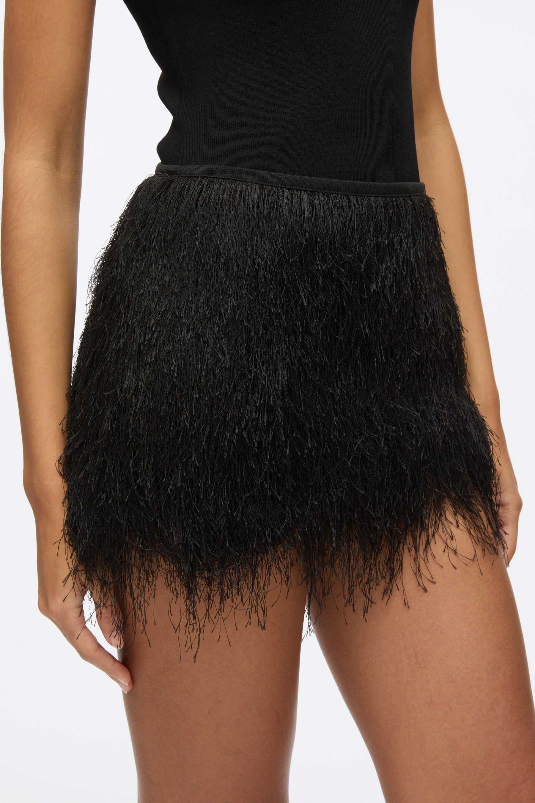 Fringe Mini Slip Skirt - 8