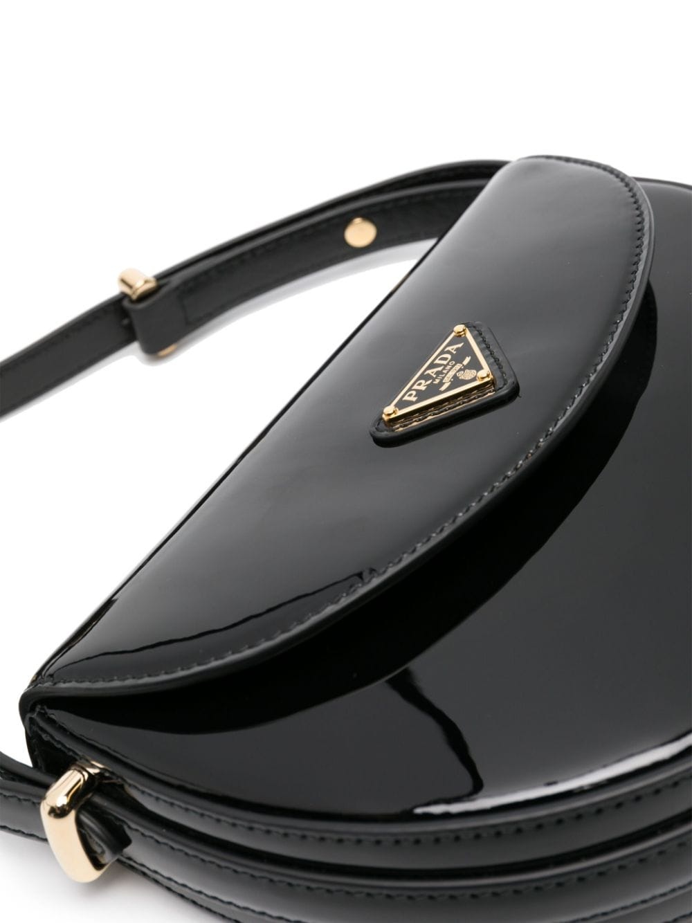 triangle-logo patent leather shoulder bag - 4