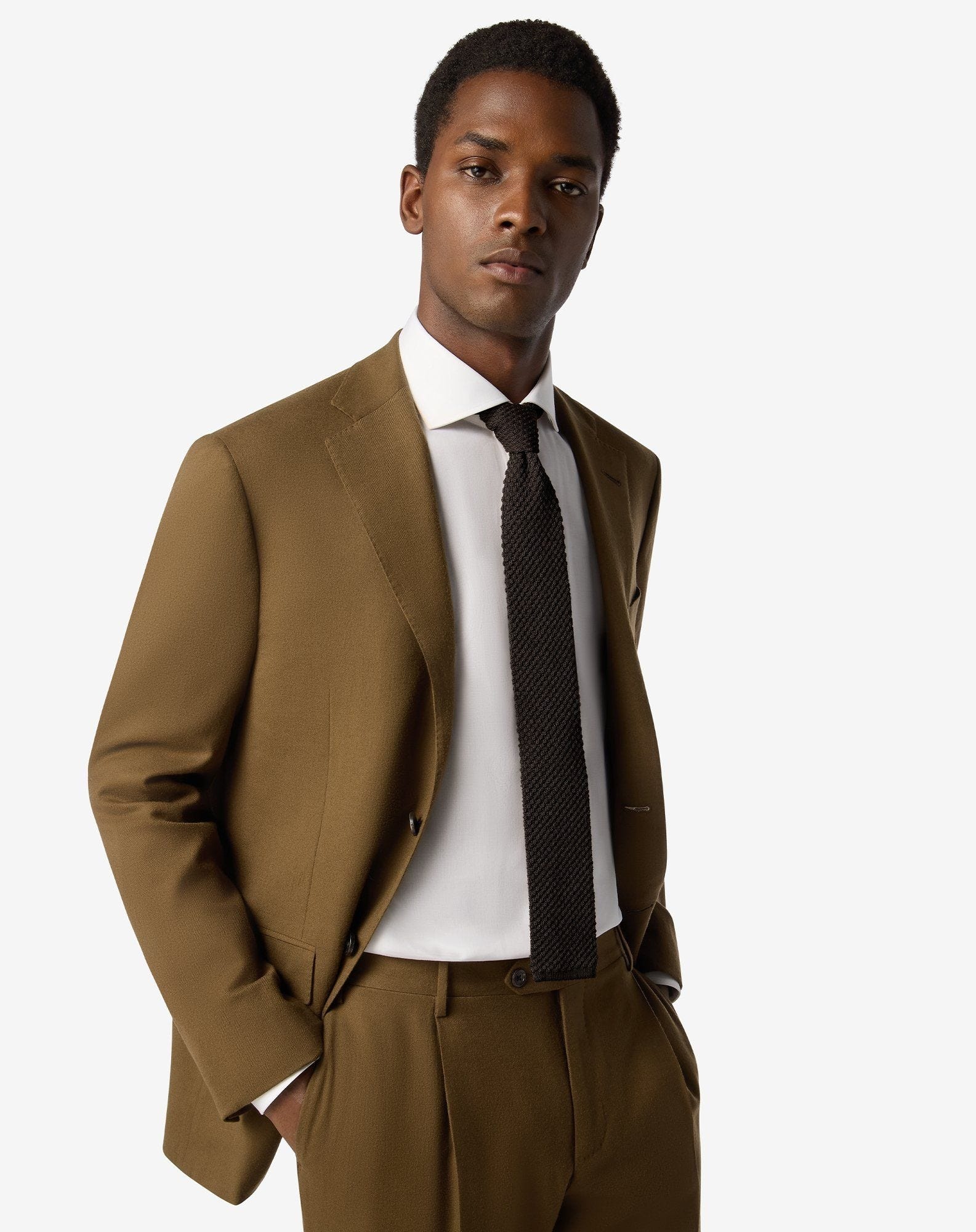 Tobacco brown super 160’s wool flannel suit - 4