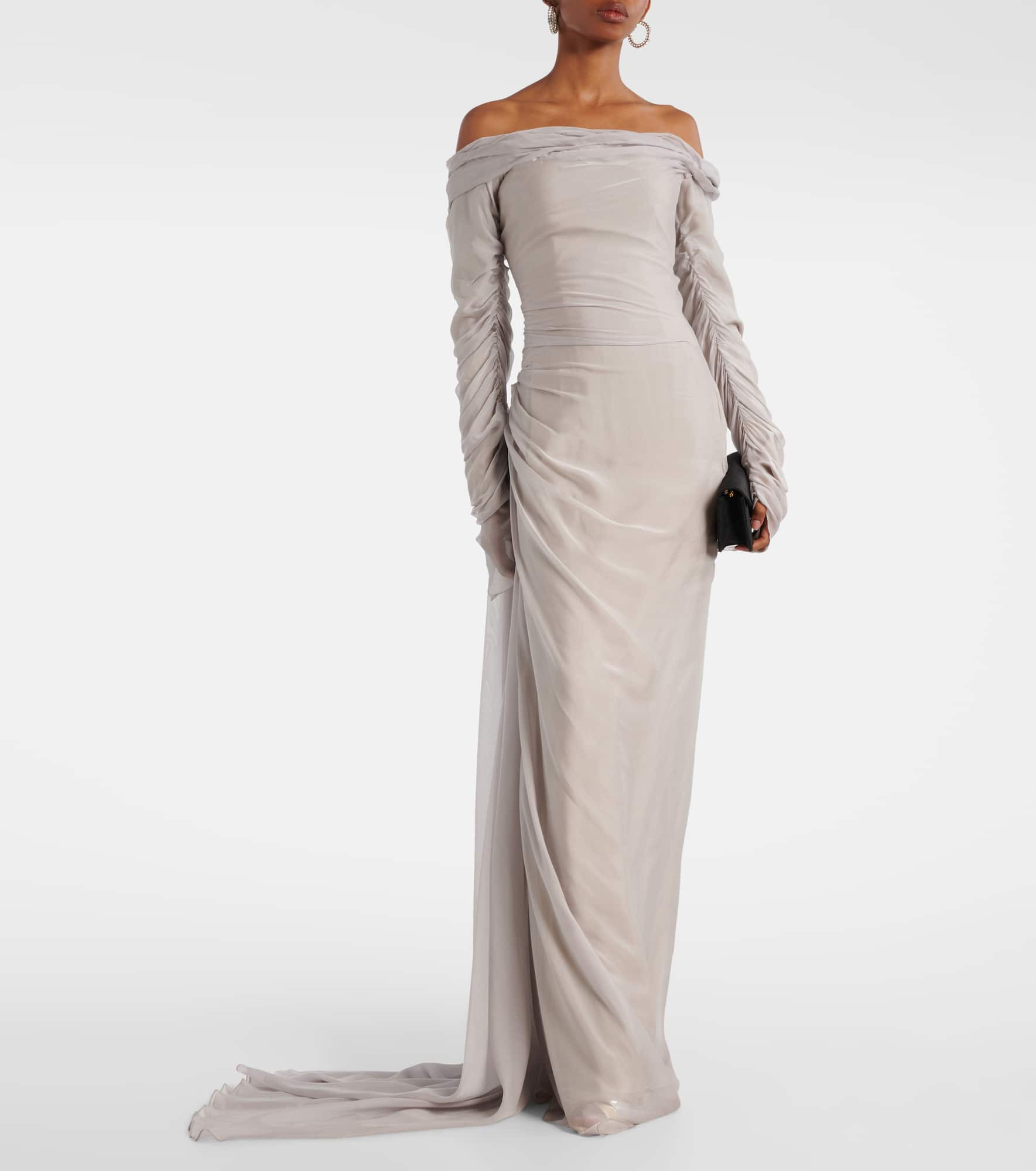 Off-shoulder silk gown - 2