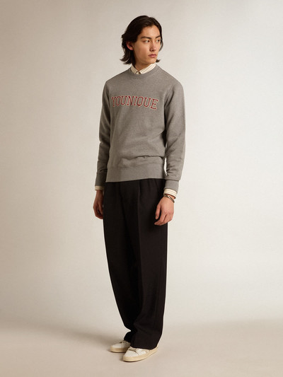 Golden Goose Gray melange cotton sweatshirt with embroidered lettering outlook