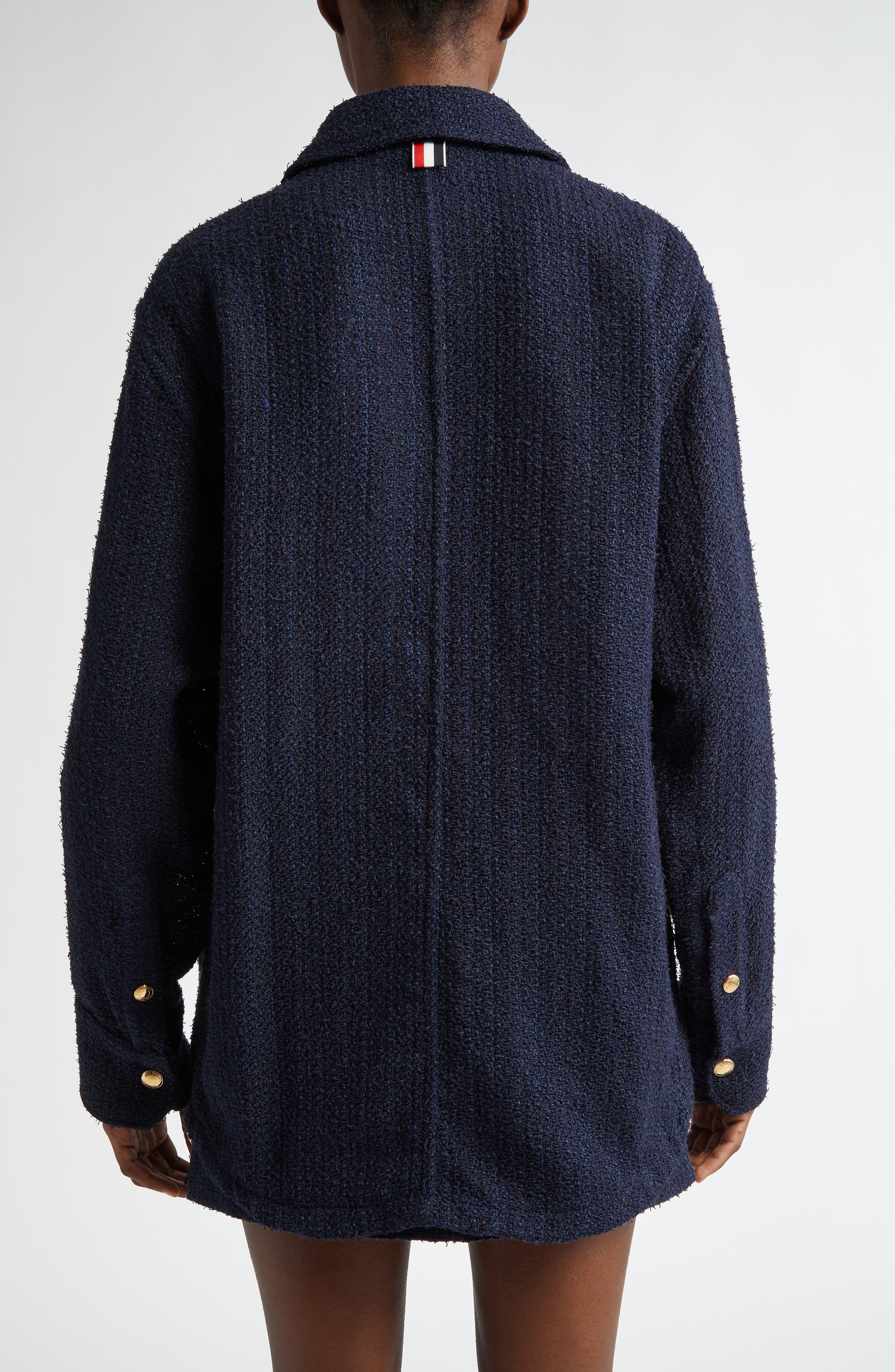 Thom Browne Tweed Shirt Jacket in Navy at Nordstrom - 3