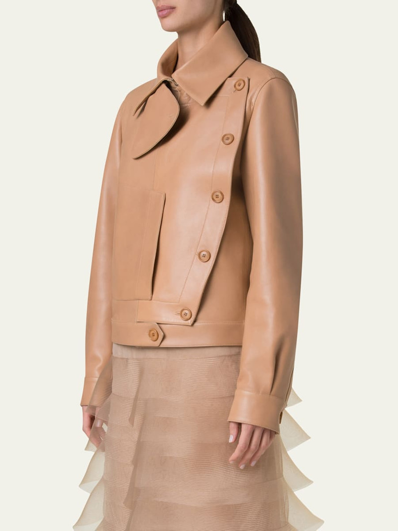 Arno Boxy Leather Trench Jacket 4